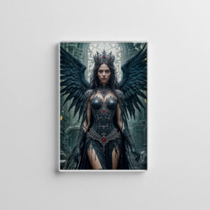 raxxa Glas-Magnet: Gothic Black Angel in Ancient Hall