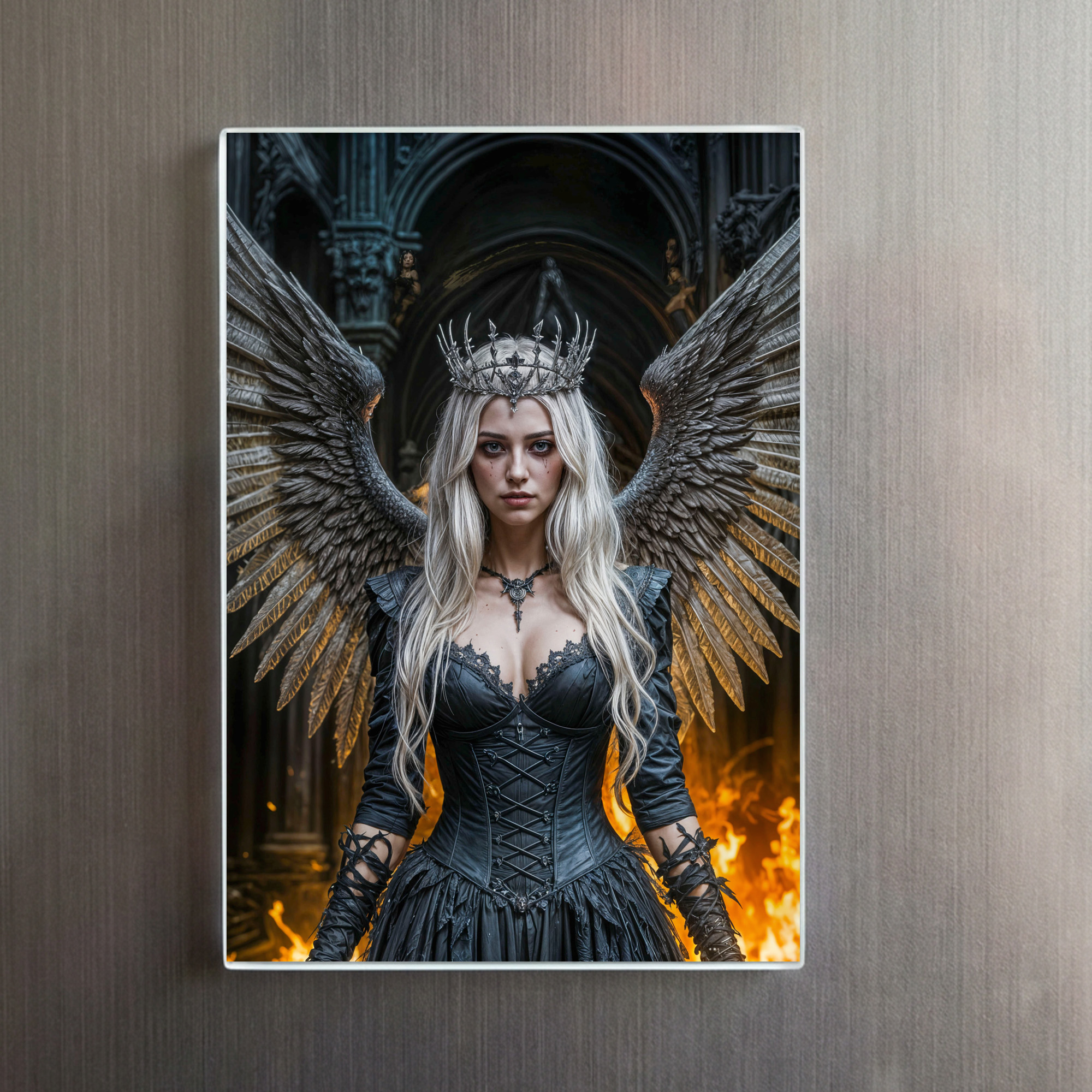 raxxa Glas-Magnet: Dark Angel Queen in Candlelit Hall - Image 2