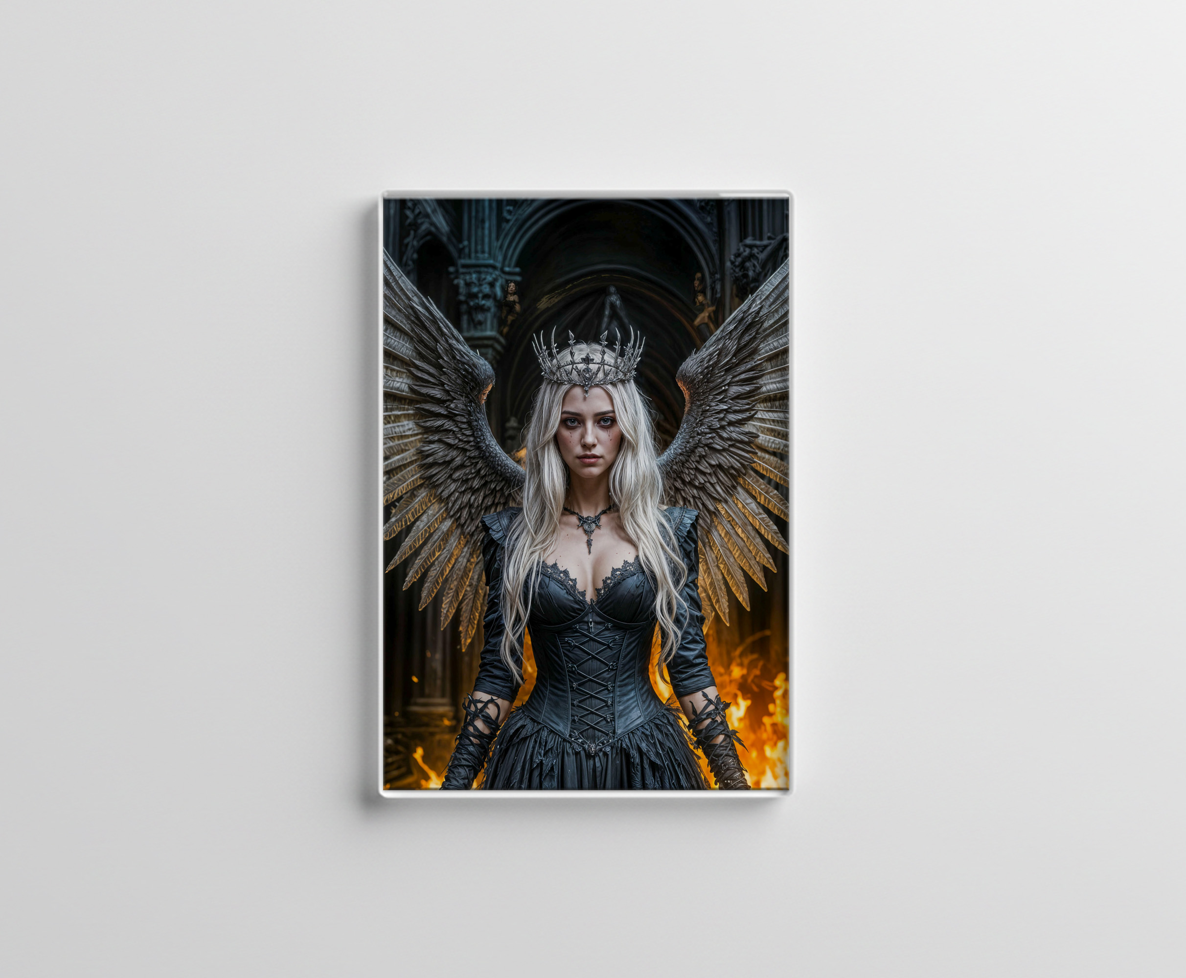raxxa Glas-Magnet: Dark Angel Queen in Candlelit Hall