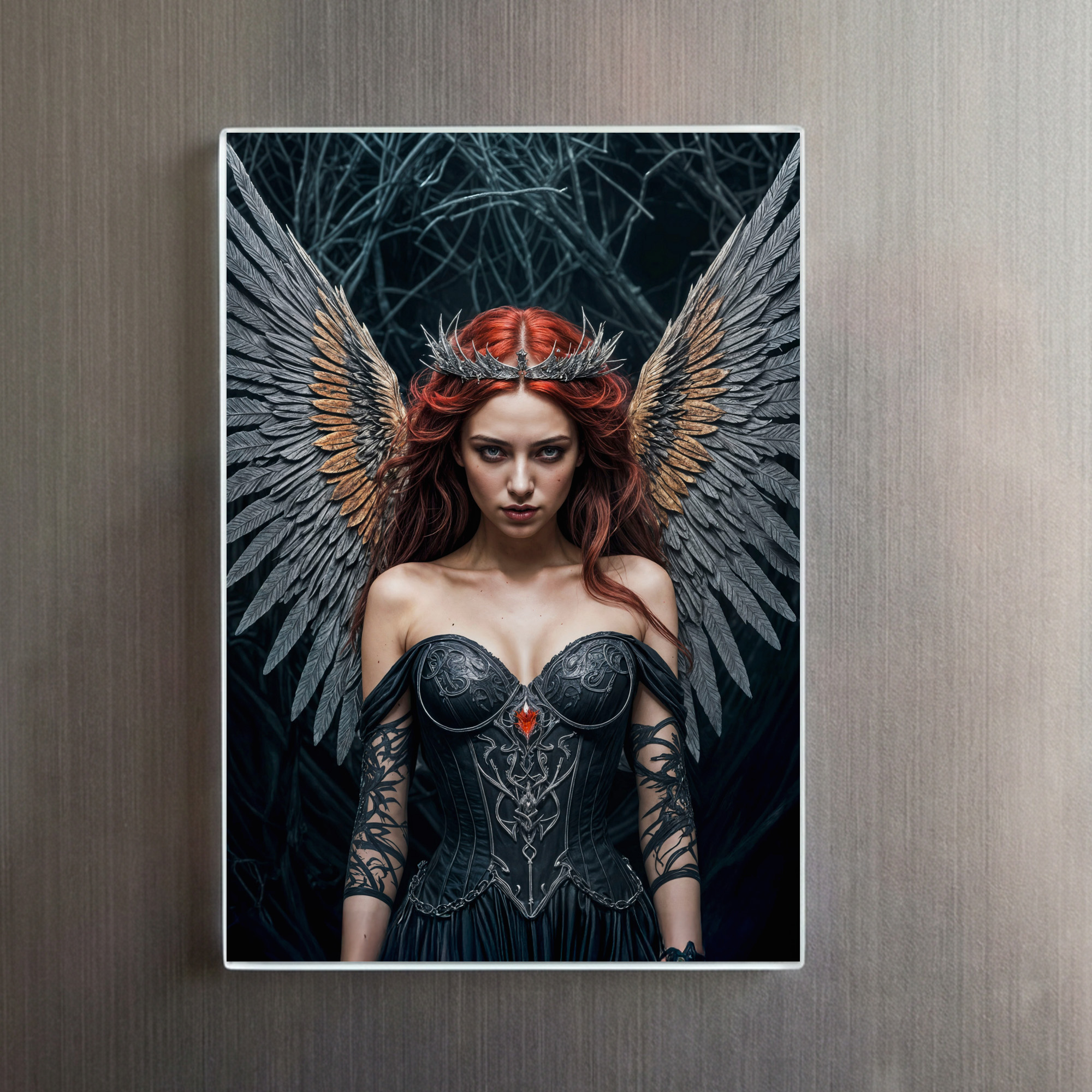 raxxa Glas-Magnet: Majestic Dark Angel with Golden Wings – Image 2