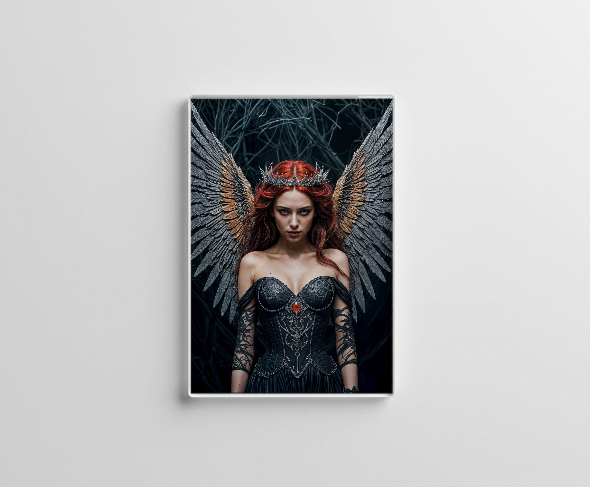 raxxa Glas-Magnet: Majestic Dark Angel with Golden Wings