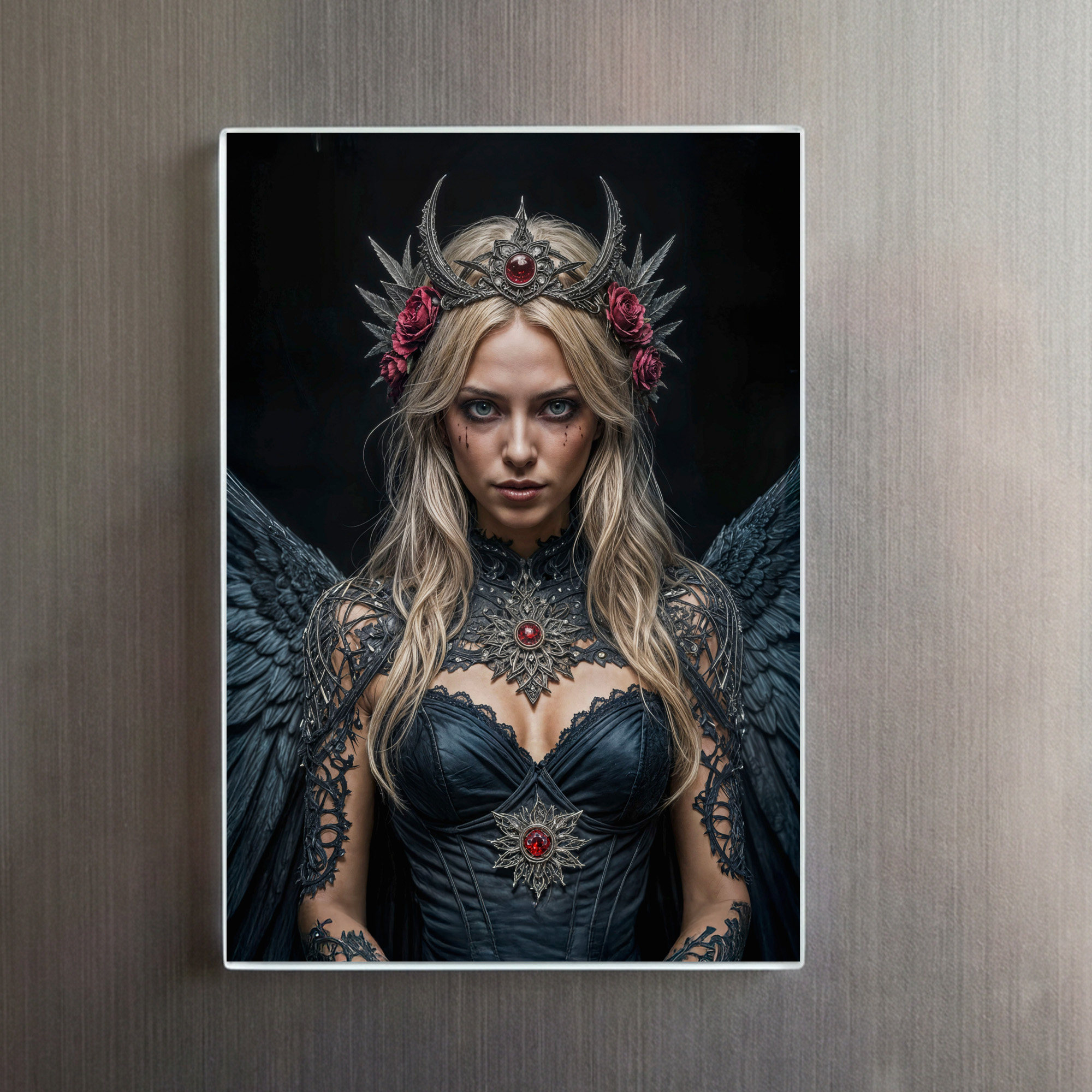 raxxa Glas-Magnet: Dark Angel with Crown and Roses – Image 2
