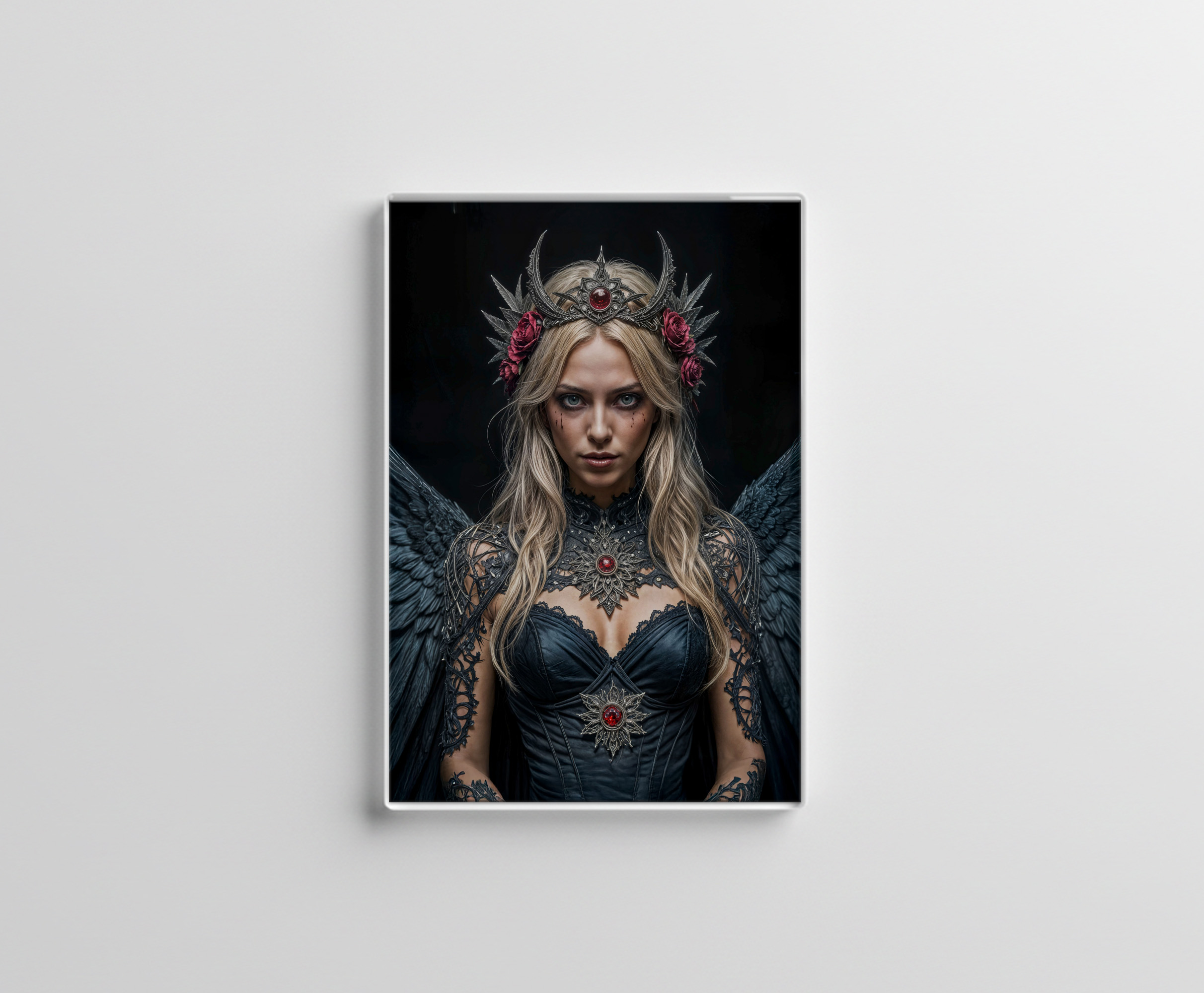 raxxa Glas-Magnet: Dark Angel with Crown and Roses