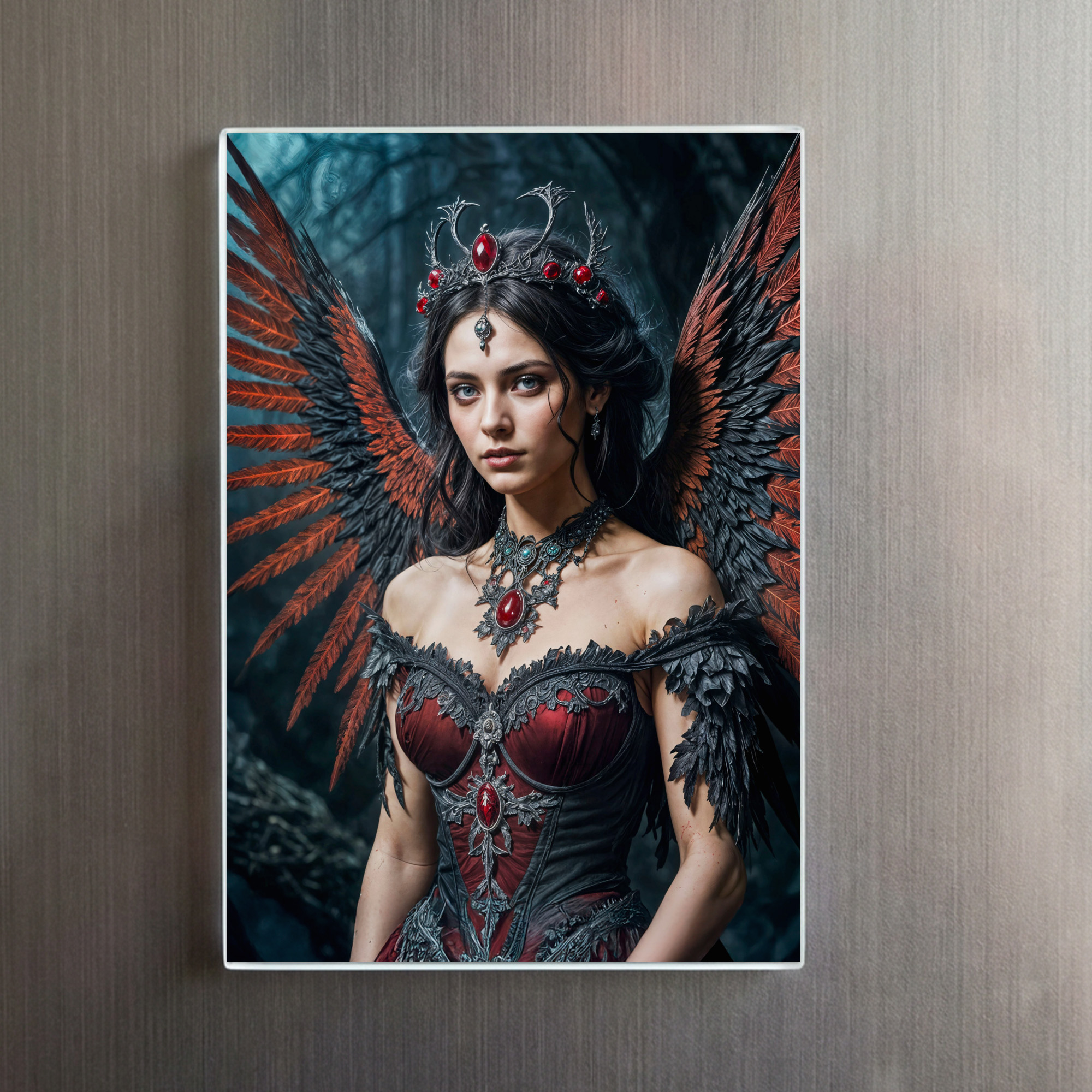raxxa Glas-Magnet: Dark Angel Queen with Red Wings - immagine 2