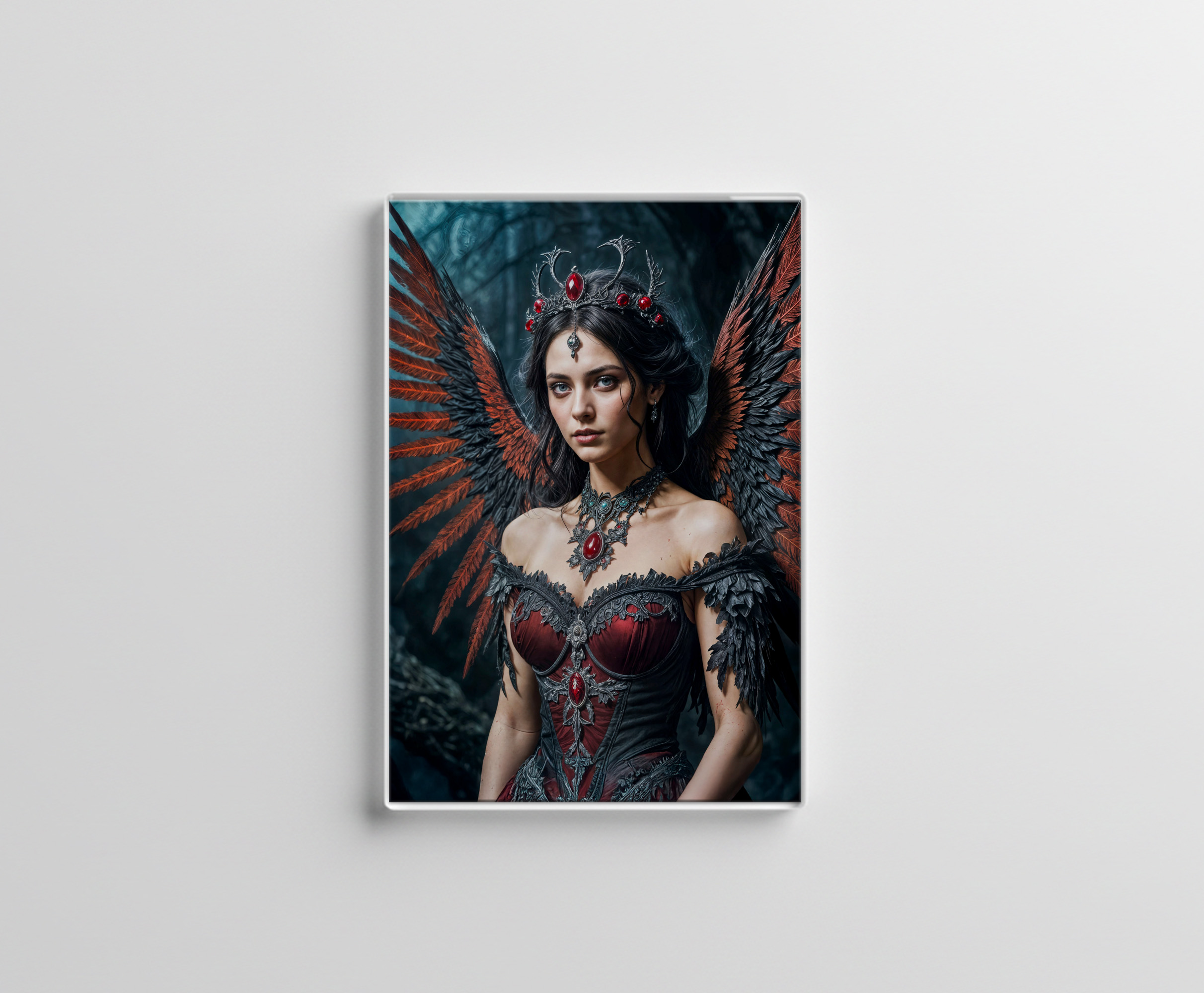 raxxa Glas-Magnet: Dark Angel Queen with Red Wings