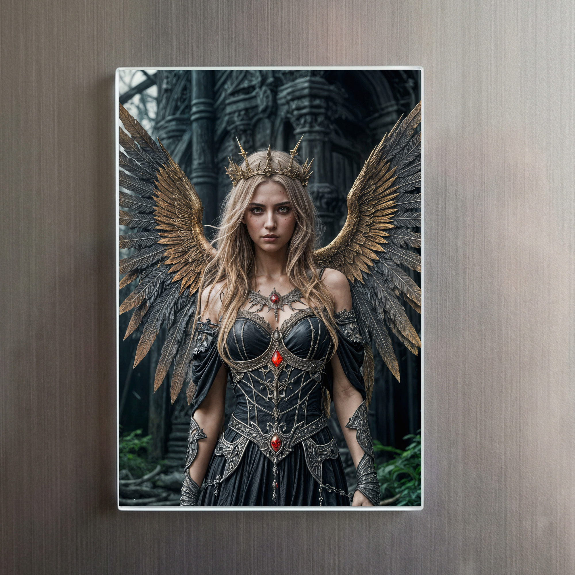 raxxa Glas-Magnet: Majestic Dark Angel with Golden Wings - immagine 2