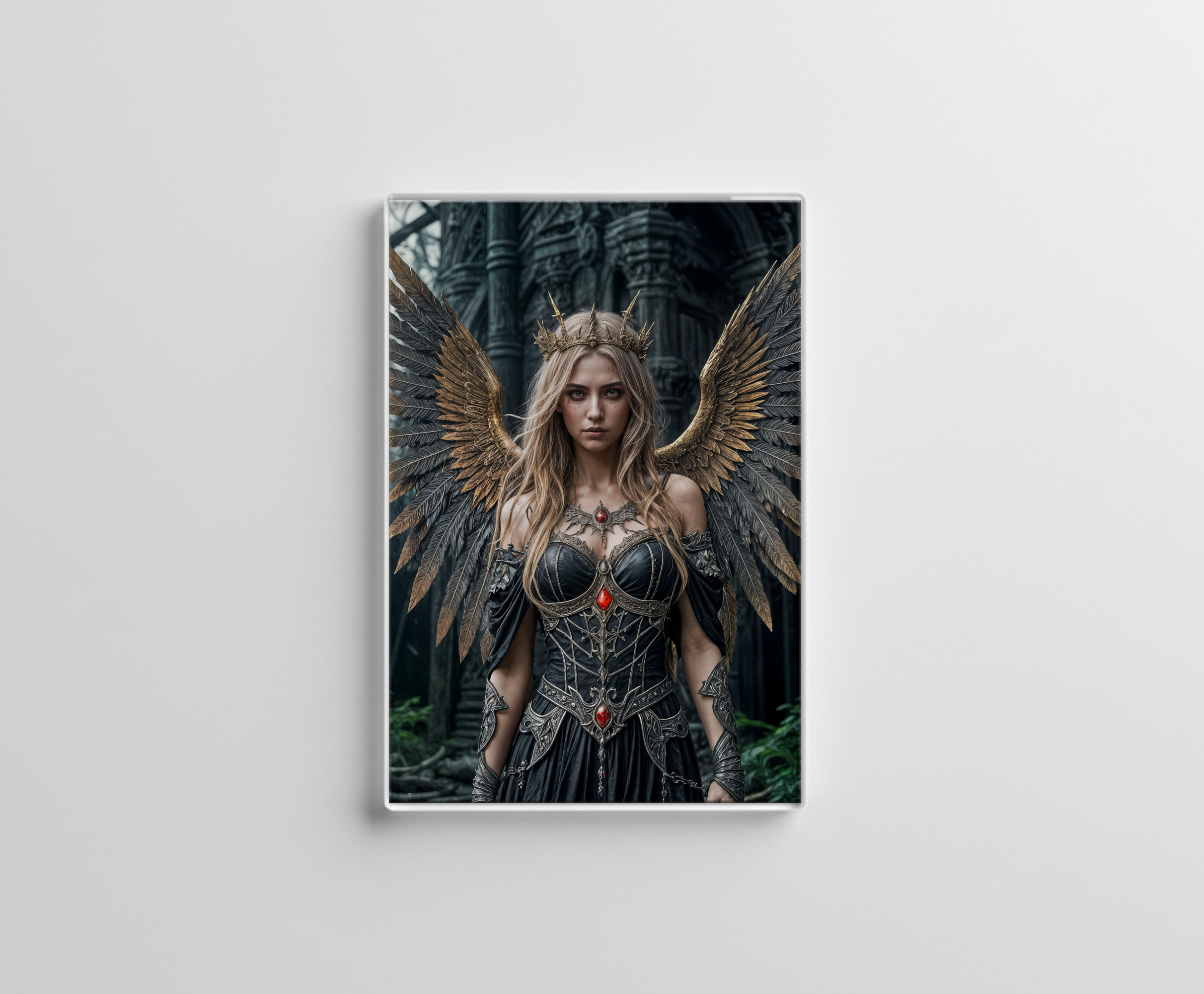 raxxa Glas-Magnet: Majestic Dark Angel with Golden Wings