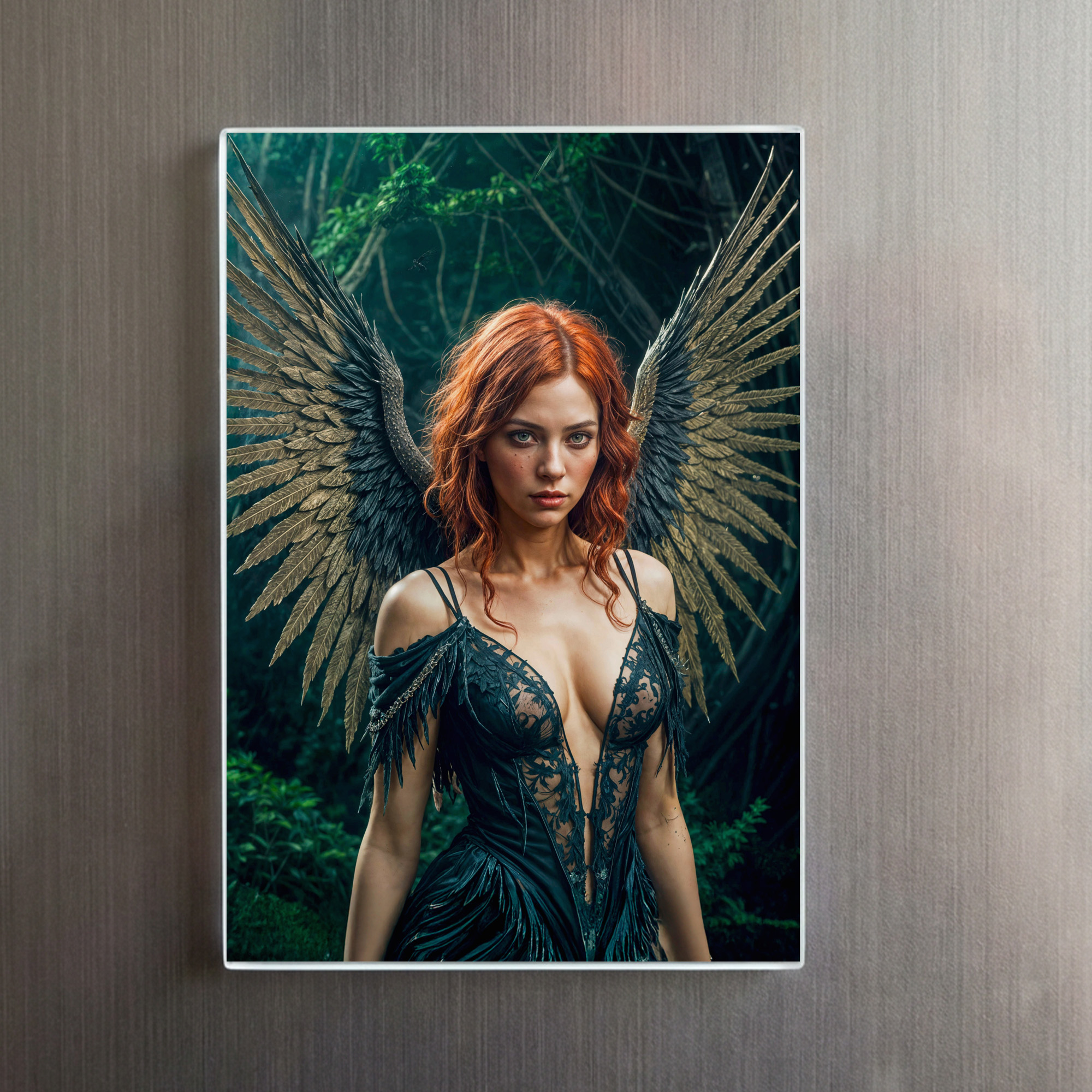 raxxa Glas-Magnet: Majestic Dark Angel with Golden Wings – Bild 2