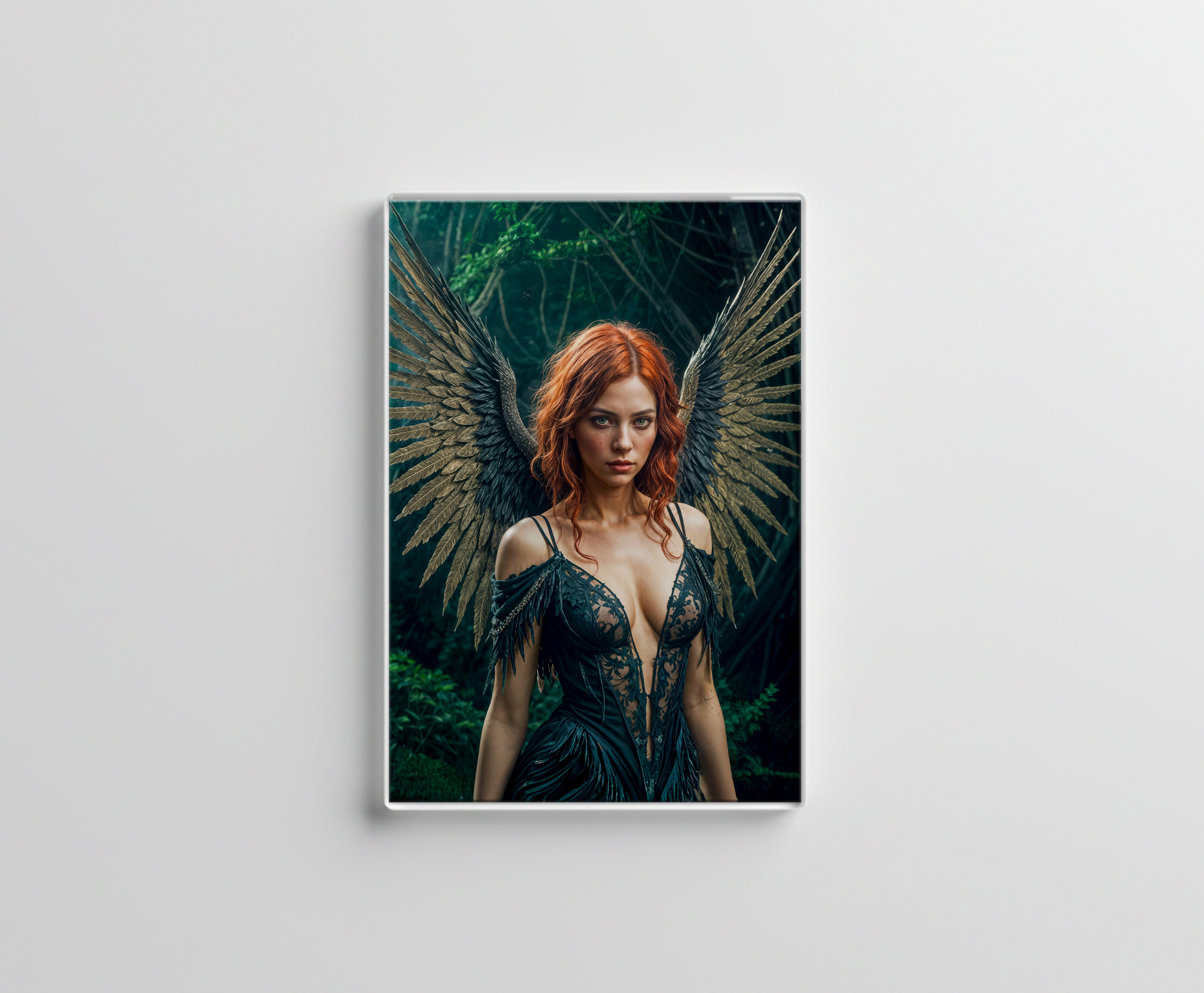 raxxa Glas-Magnet: Majestic Dark Angel with Golden Wings