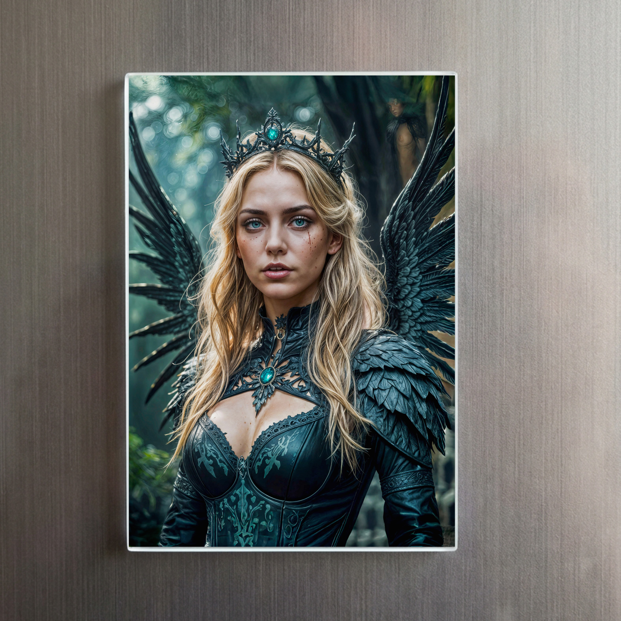 raxxa Glas-Magnet: Golden-Haired Angel with black Wings - Image 2