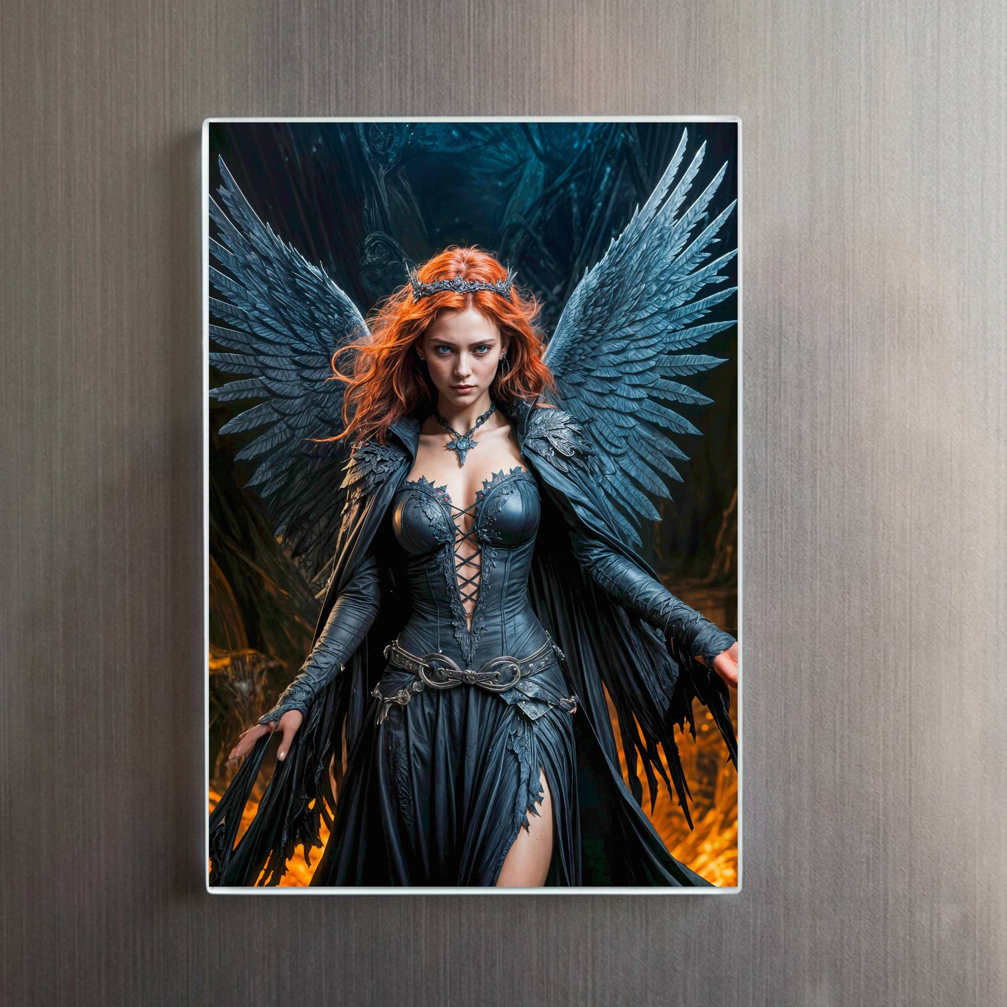 raxxa Glas-Magnet: Dark Angel Queen in Candlelit Hall – Image 2
