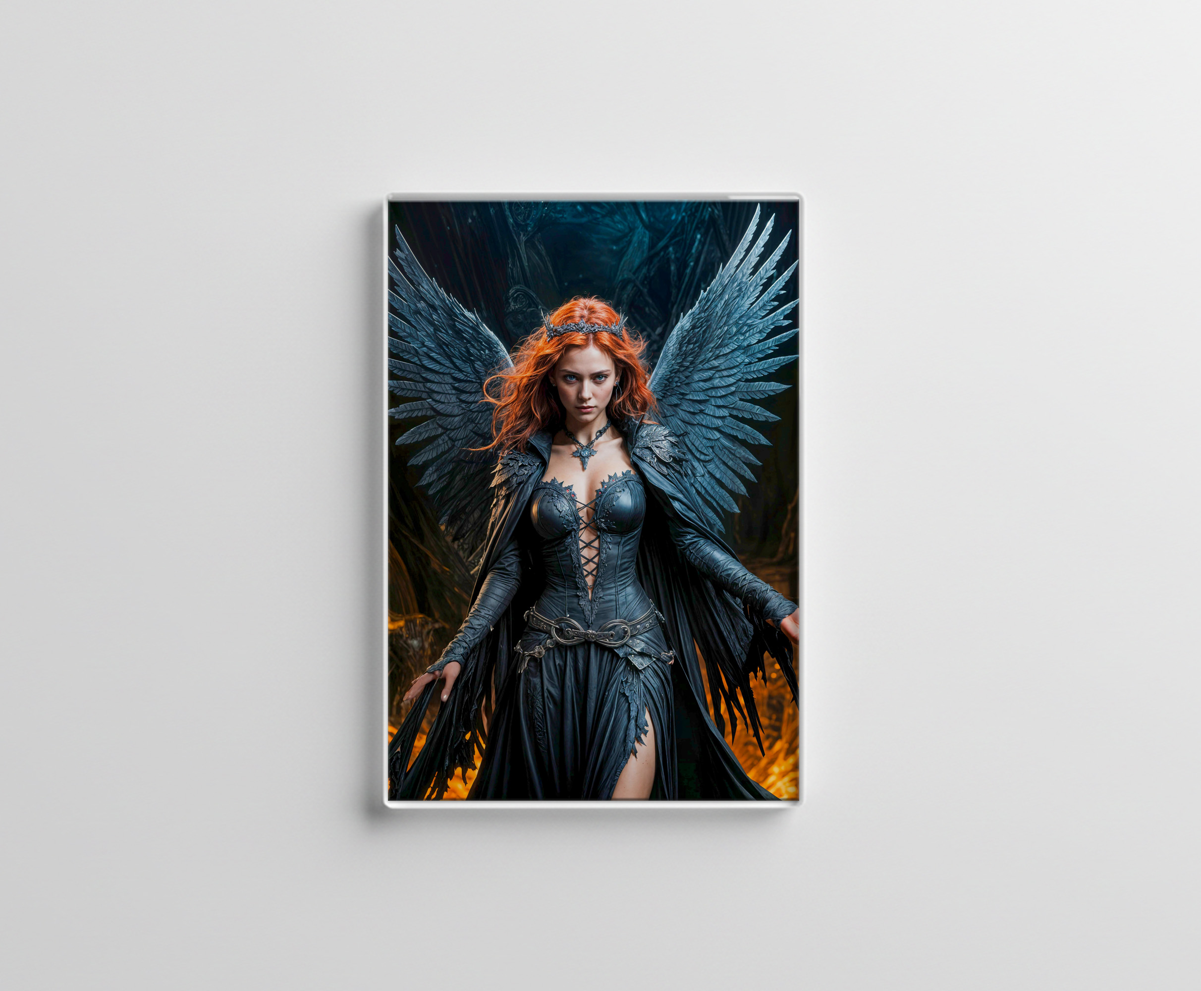 raxxa Glas-Magnet: Dark Angel Queen in Candlelit Hall