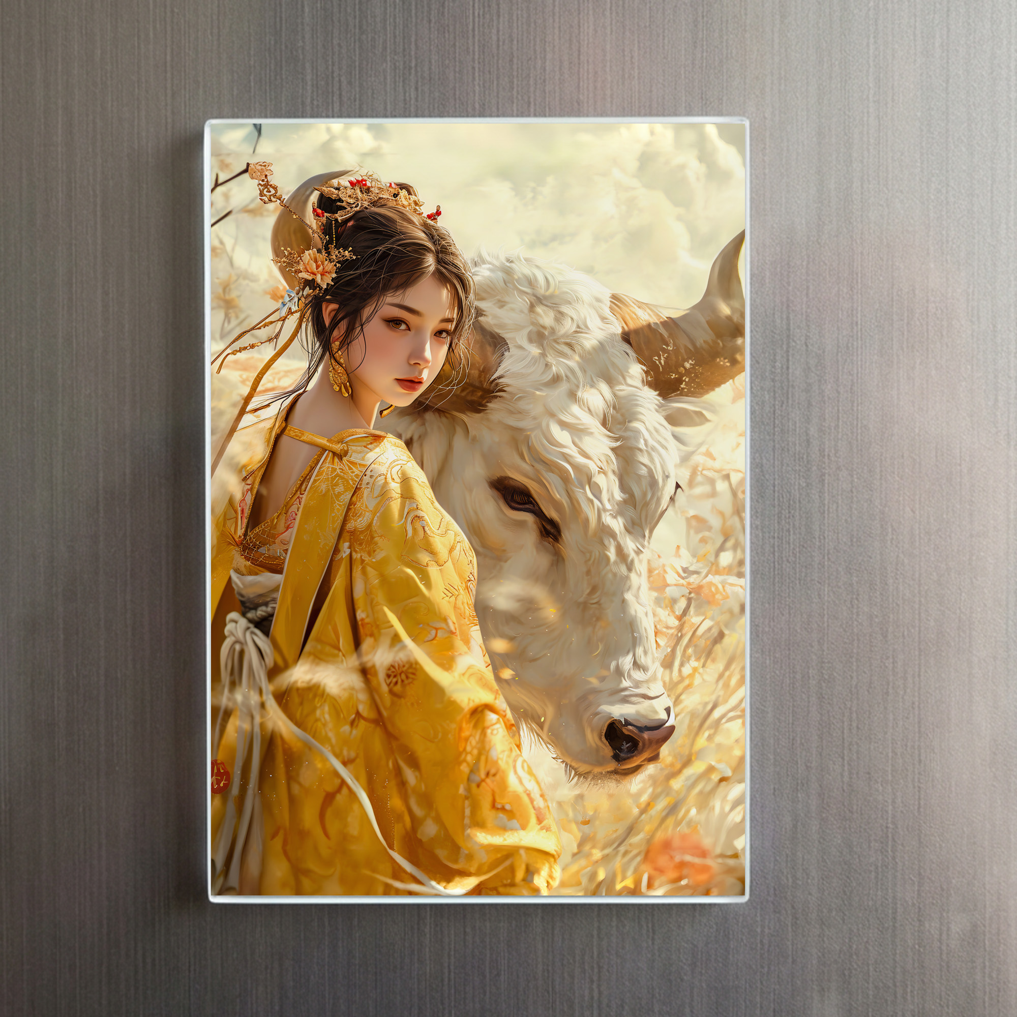 raxxa Glas-Magnet: Girl with Ox Chinese Zodiac Art – Bild 2
