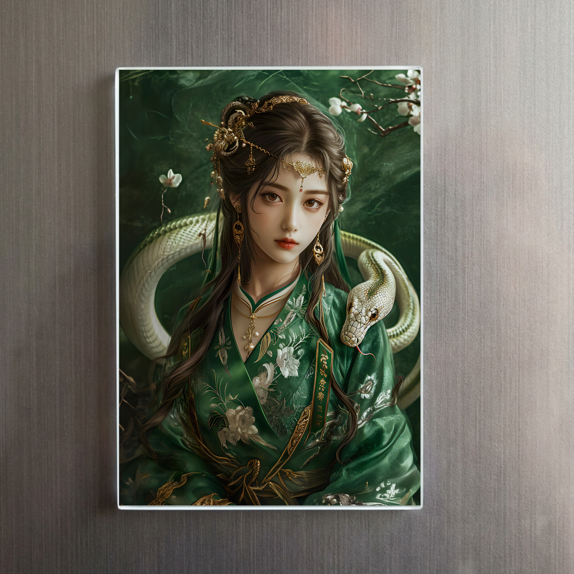 raxxa Glas-Magnet: Girl with Snake Chinese Zodiac Art – Image 2
