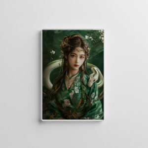 raxxa Glas-Magnet: Girl with Snake Chinese Zodiac Art