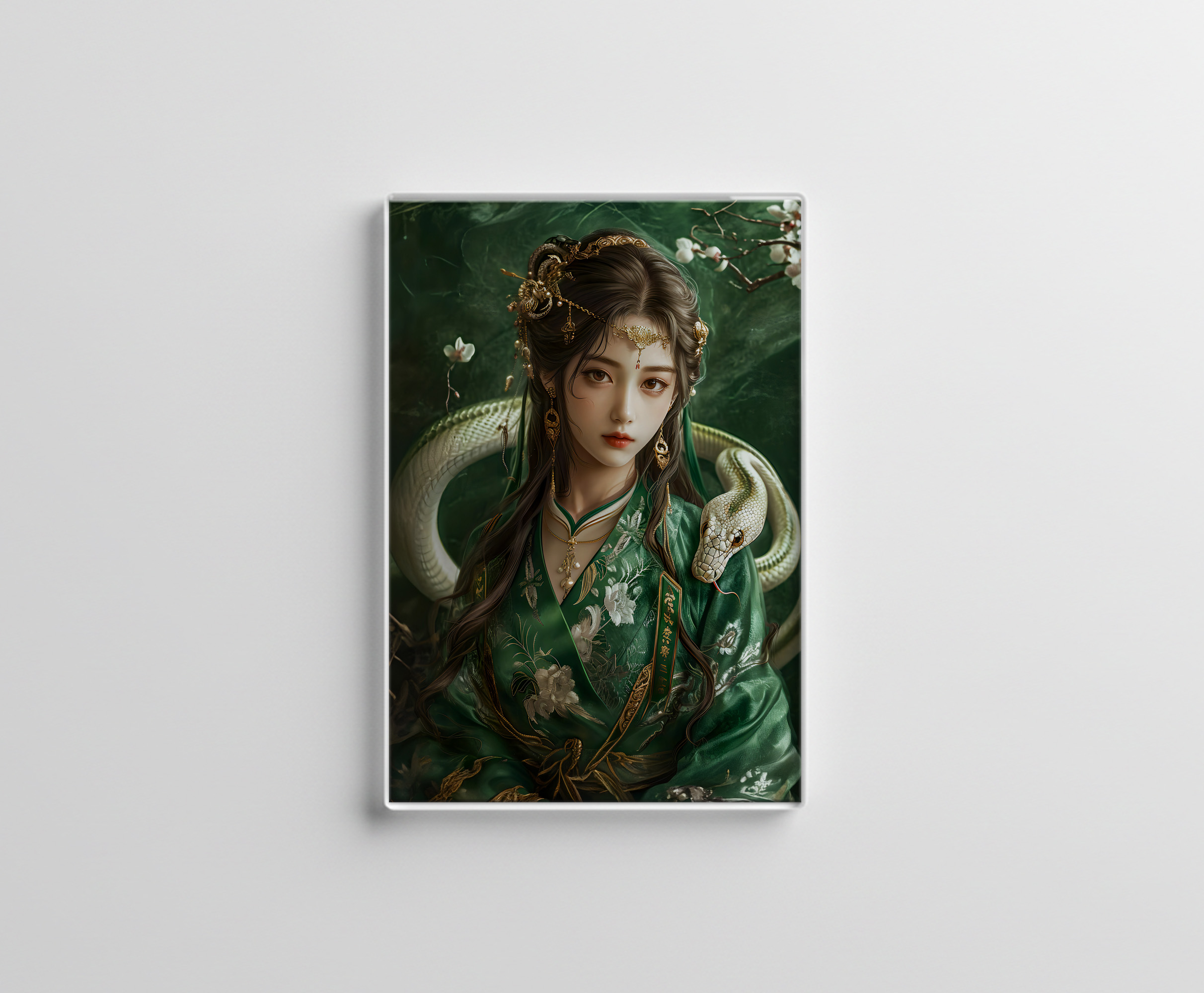 raxxa Glas-Magnet: Girl with Snake Chinese Zodiac Art