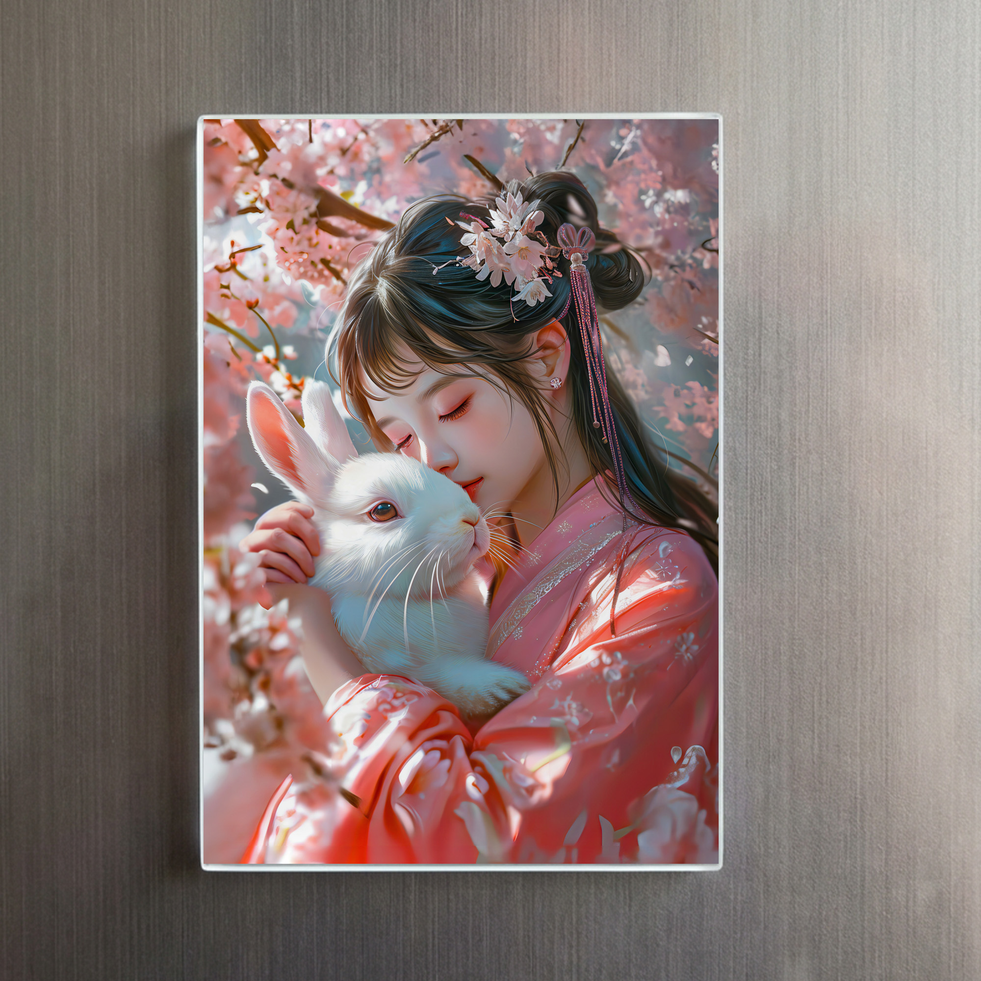 raxxa Glas-Magnet: Girl with Rabbit Chinese Zodiac Art - immagine 2