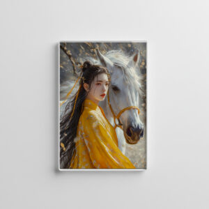 raxxa Glas-Magnet: Girl with Horse Chinese Zodiac Art