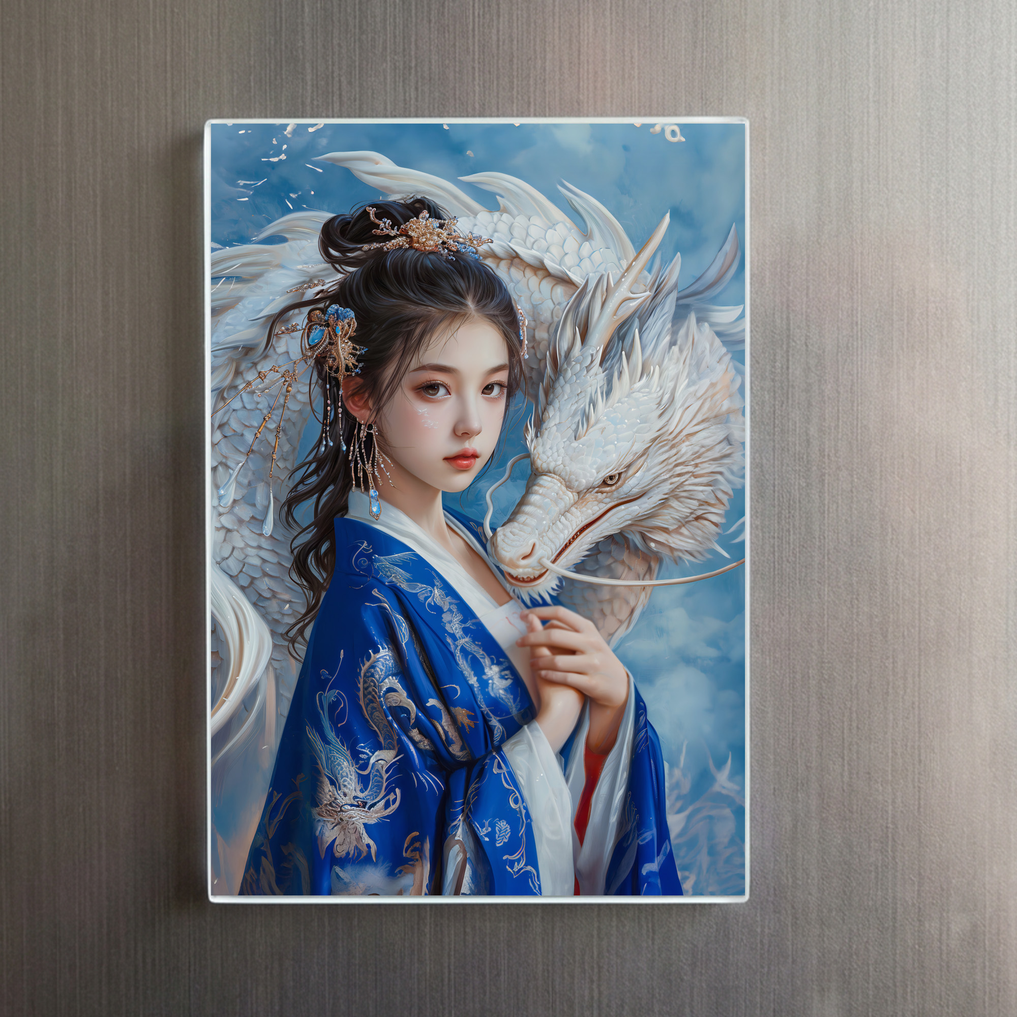raxxa Glas-Magnet: Girl with Dragon Chinese Zodiac Art – Bild 2