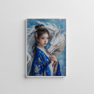 raxxa Glas-Magnet: Girl with Dragon Chinese Zodiac Art