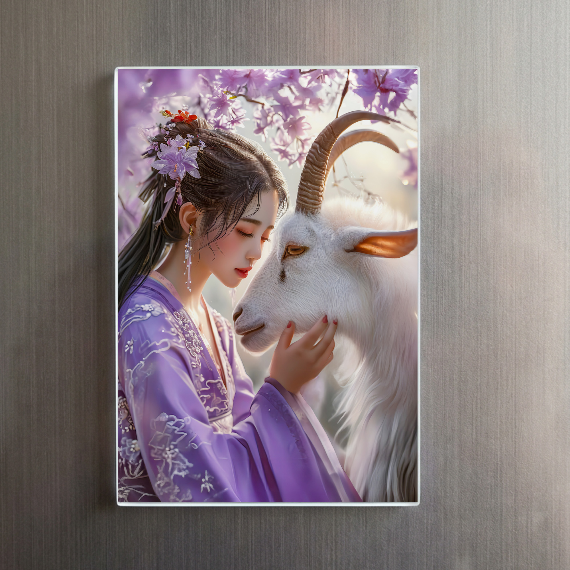 raxxa Glas-Magnet: Girl with Goat Chinese Zodiac Art – Bild 2