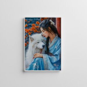 raxxa Glas-Magnet: Girl with Dog Chinese Zodiac Art