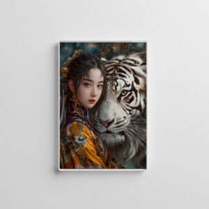 raxxa Glas-Magnet: Girl with Tiger Chinese Zodiac Art