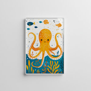 raxxa Glas-Magnet: Cartoon of  Playful Octopus with Colorful Fish
