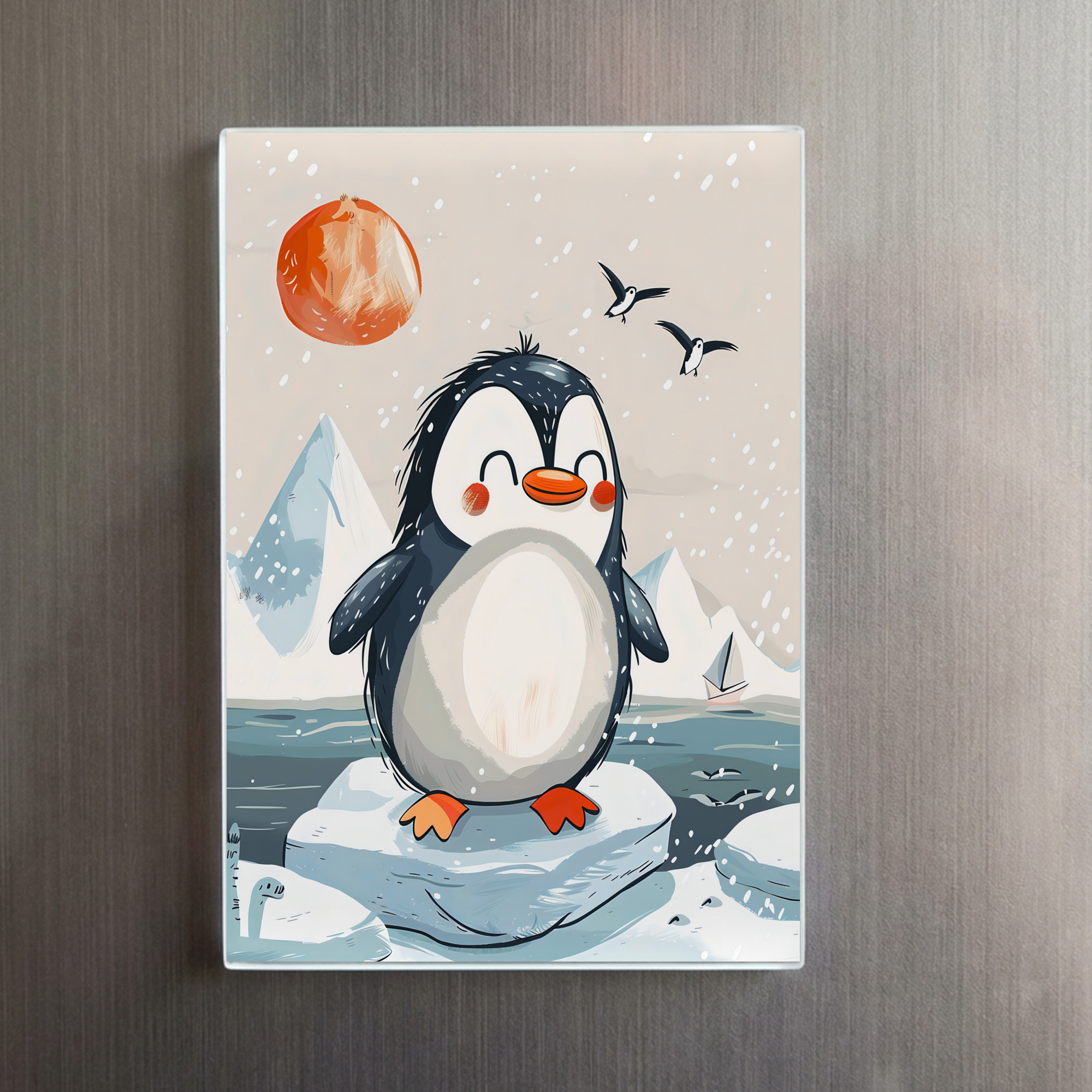 raxxa Glas-Magnet: Cartoon of Penguin on Ice Floe – Bild 2