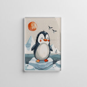 raxxa Glas-Magnet: Cartoon of Penguin on Ice Floe