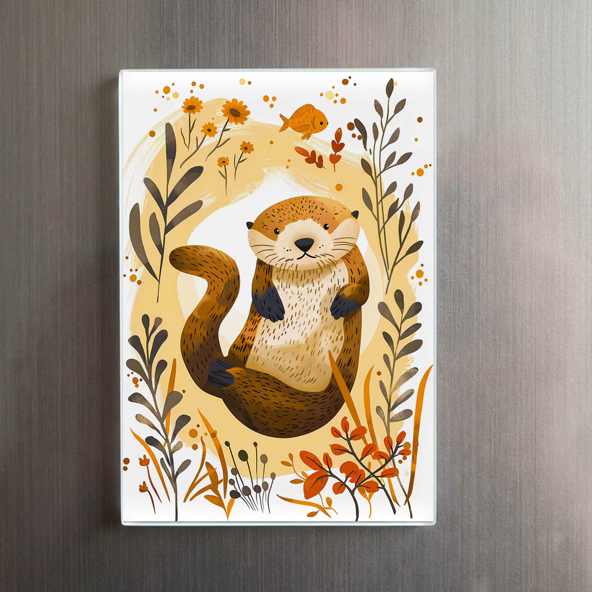 raxxa Glas-Magnet: Cartoon of Sea Otter Floating in Ocean – Image 2