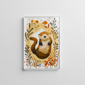 raxxa Glas-Magnet: Cartoon of Sea Otter Floating in Ocean