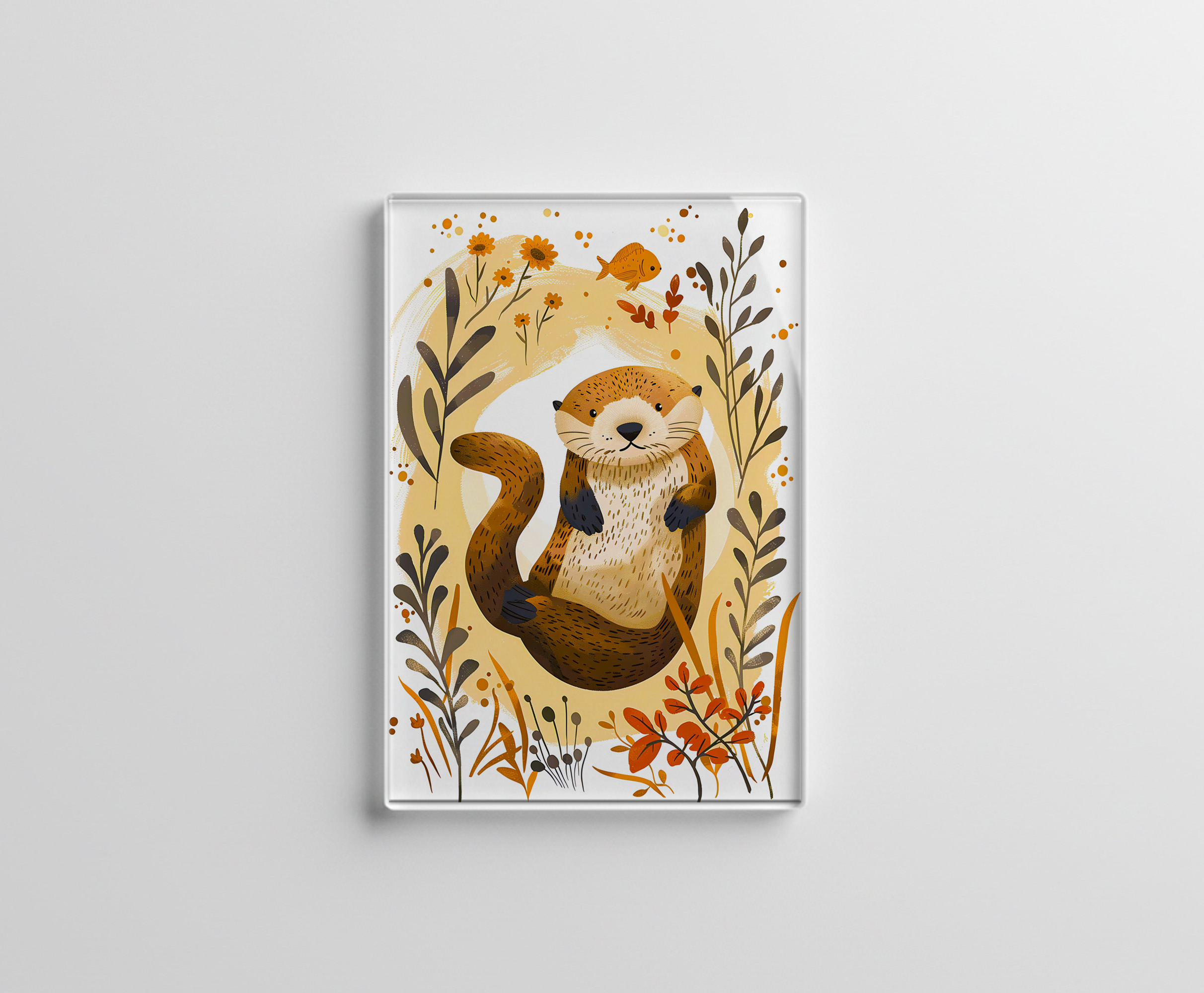 raxxa Glas-Magnet: Cartoon of Sea Otter Floating in Ocean