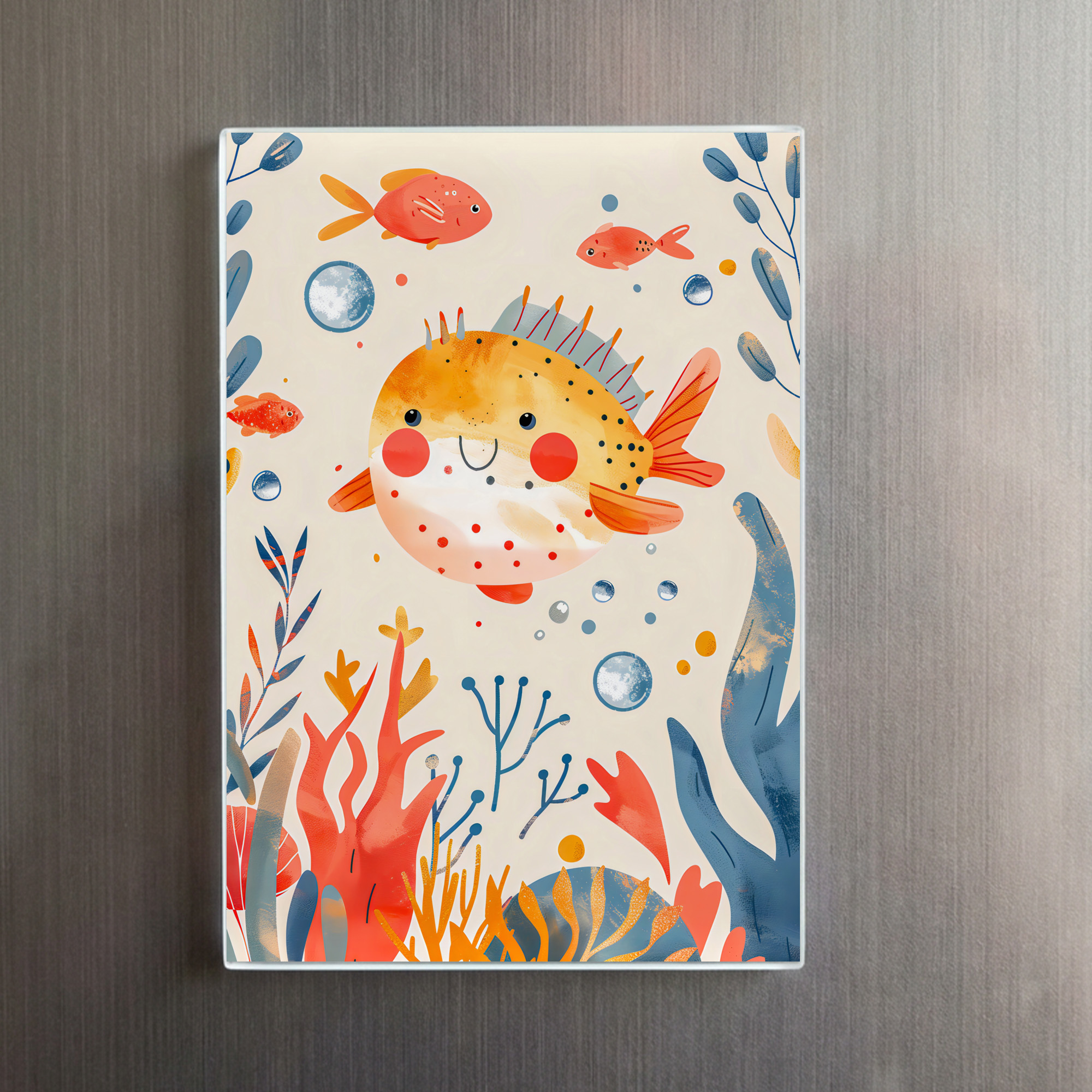 raxxa Glas-Magnet: Cartoon of Pufferfish at Reef – Bild 2
