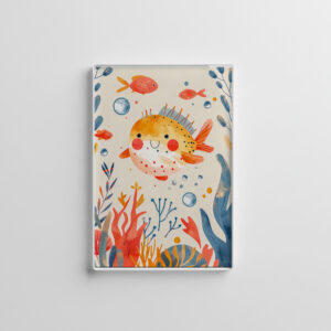 raxxa Glas-Magnet: Cartoon of Pufferfish at Reef