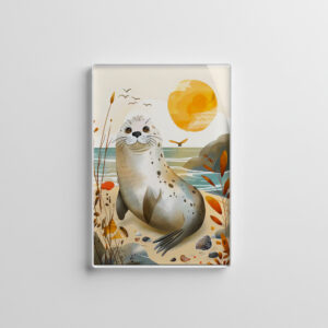 raxxa Glas-Magnet: Cartoon of Friendly Sea Lion on the beach