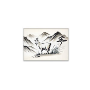 raxxa Glas-Magnet: Graceful Goat on Meadow with Mountains