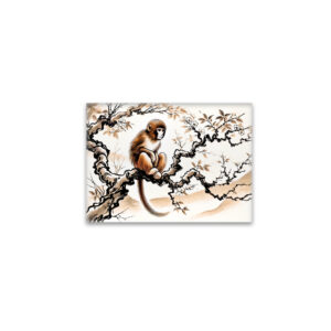 raxxa Glas-Magnet: China ink zodiac Playful Monkey Perched on Tree