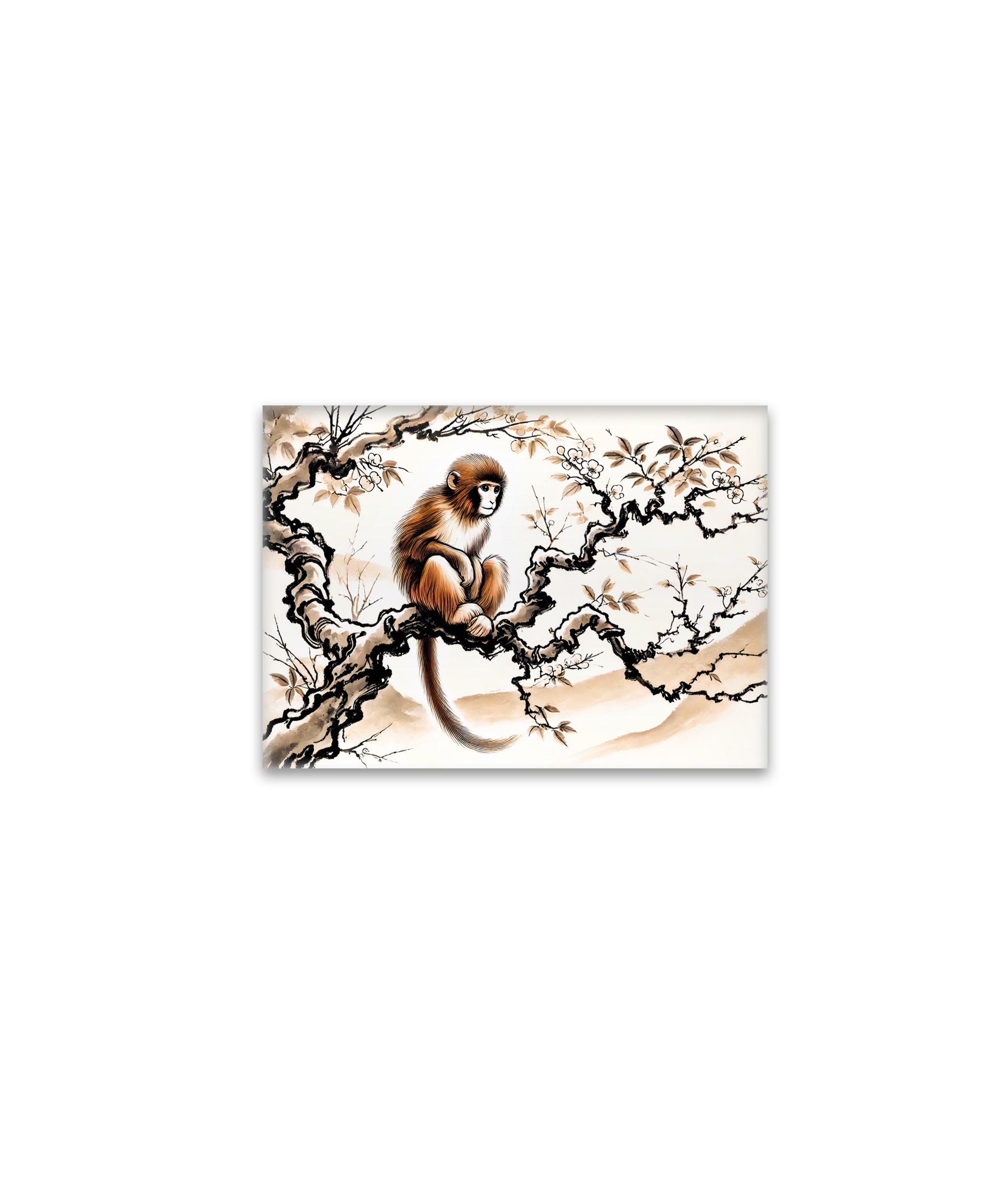 raxxa Glas-Magnet: China ink zodiac Playful Monkey Perched on Tree