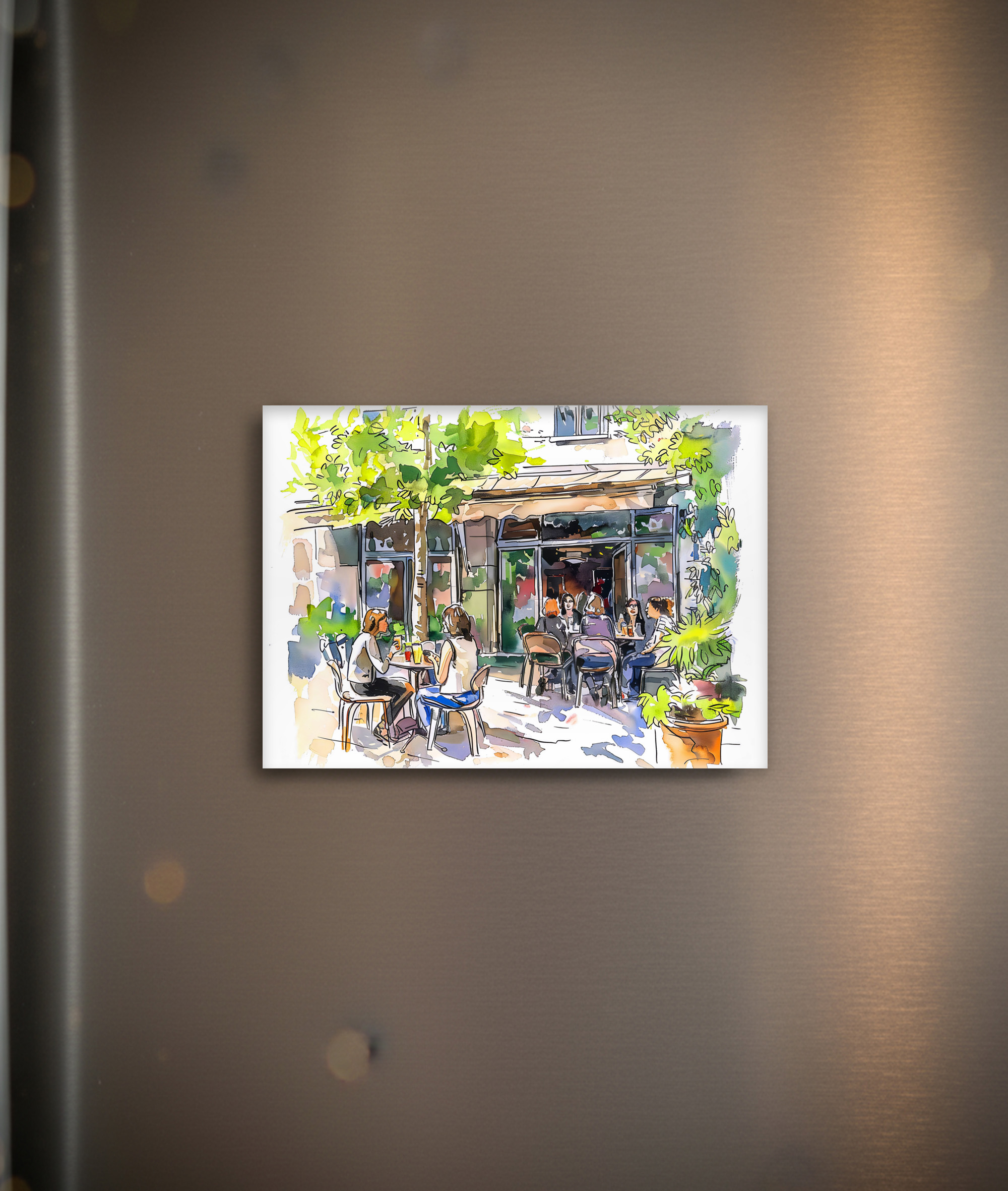 raxxa Glas-Magnet: Watercolor Berlin Kreuzberg Summer Cafe