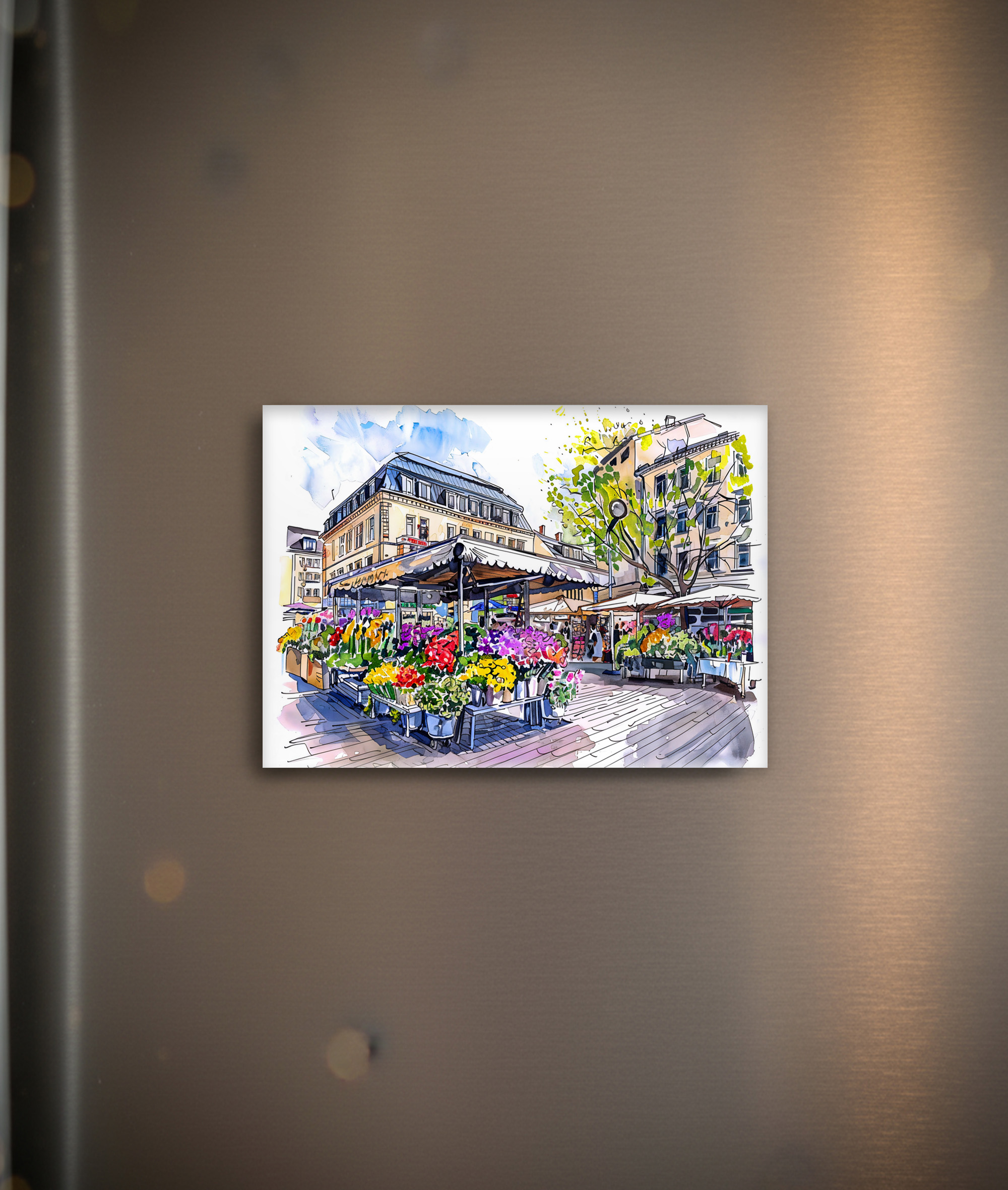 raxxa Glas-Magnet: Watercolor Berlin Market Summer Flowers