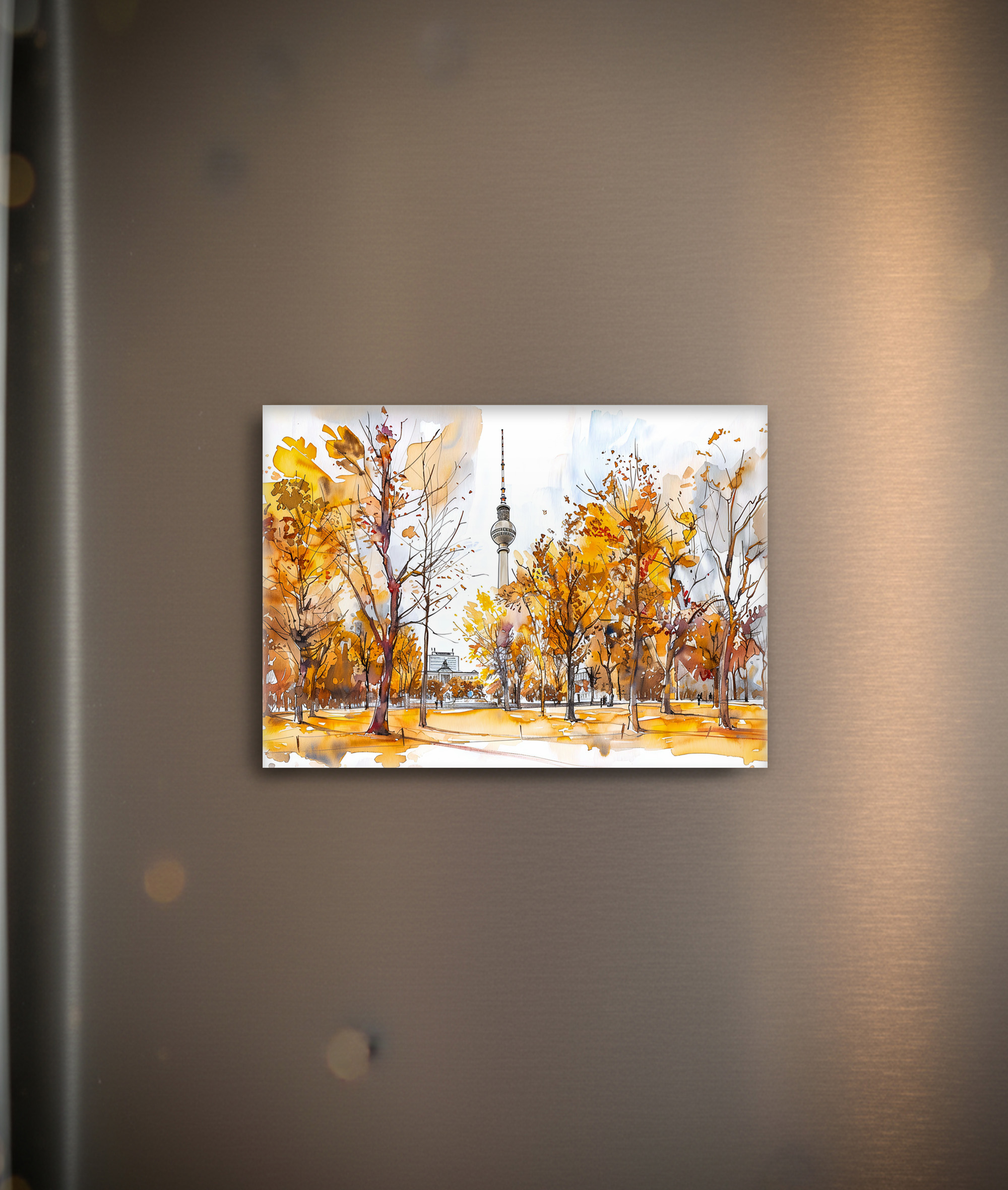 raxxa Glas-Magnet: Watercolor Berlin Mitte Autumn TV Tower