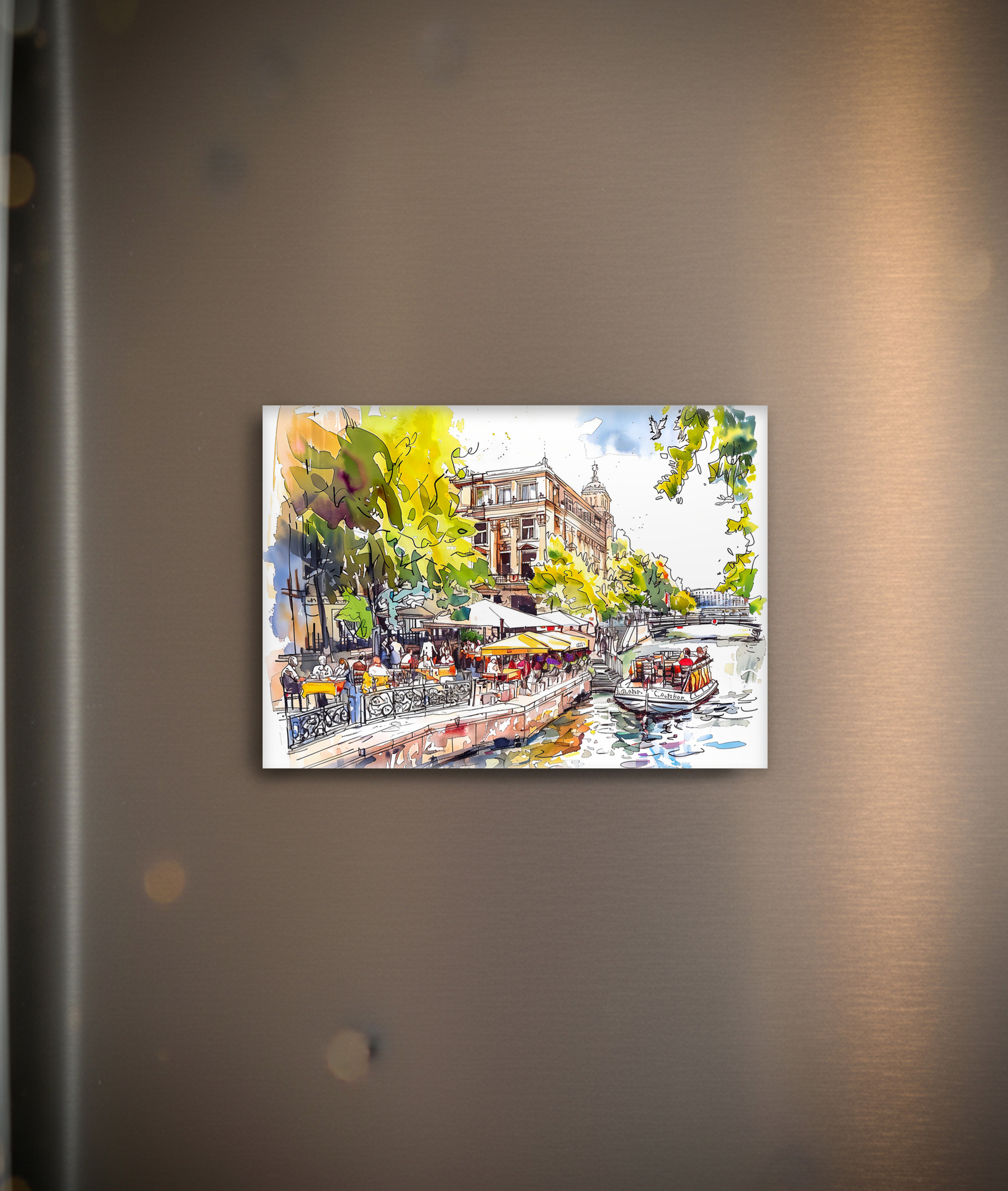 raxxa Glas-Magnet: Watercolor Berlin Mitte Spree River Cafe