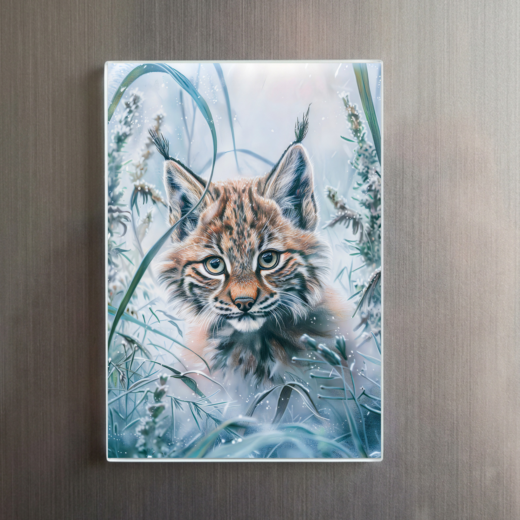 raxxa Glas-Magnet: Little Lynx in Snowy Forest - Imagen 2
