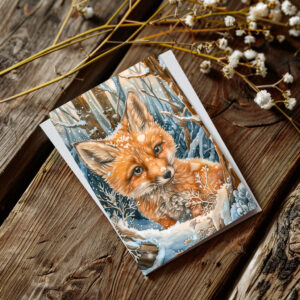 raxxa Postkarte: Little Fox in Snowy Forest