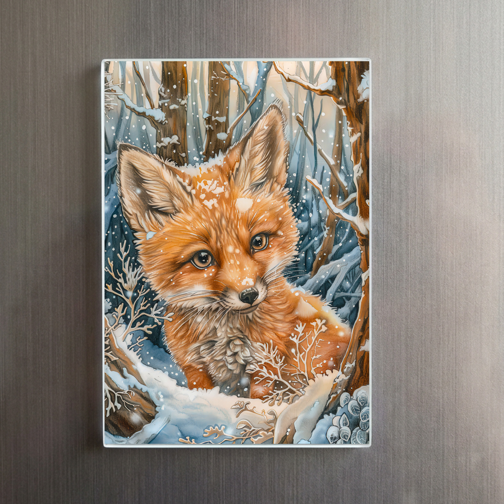 raxxa Glas-Magnet: Little Fox in Snowy Forest – Image 2