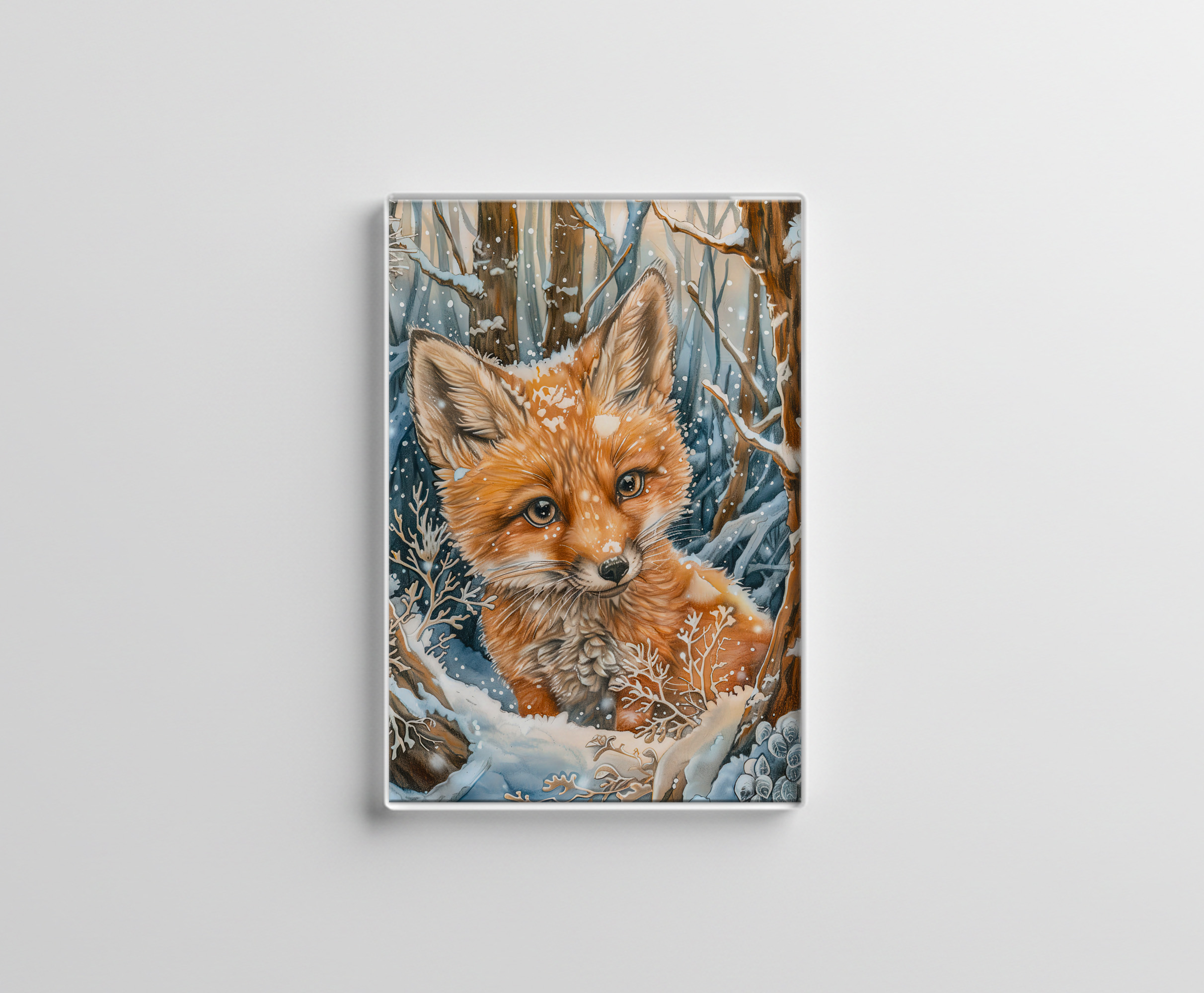 raxxa Glas-Magnet: Little Fox in Snowy Forest