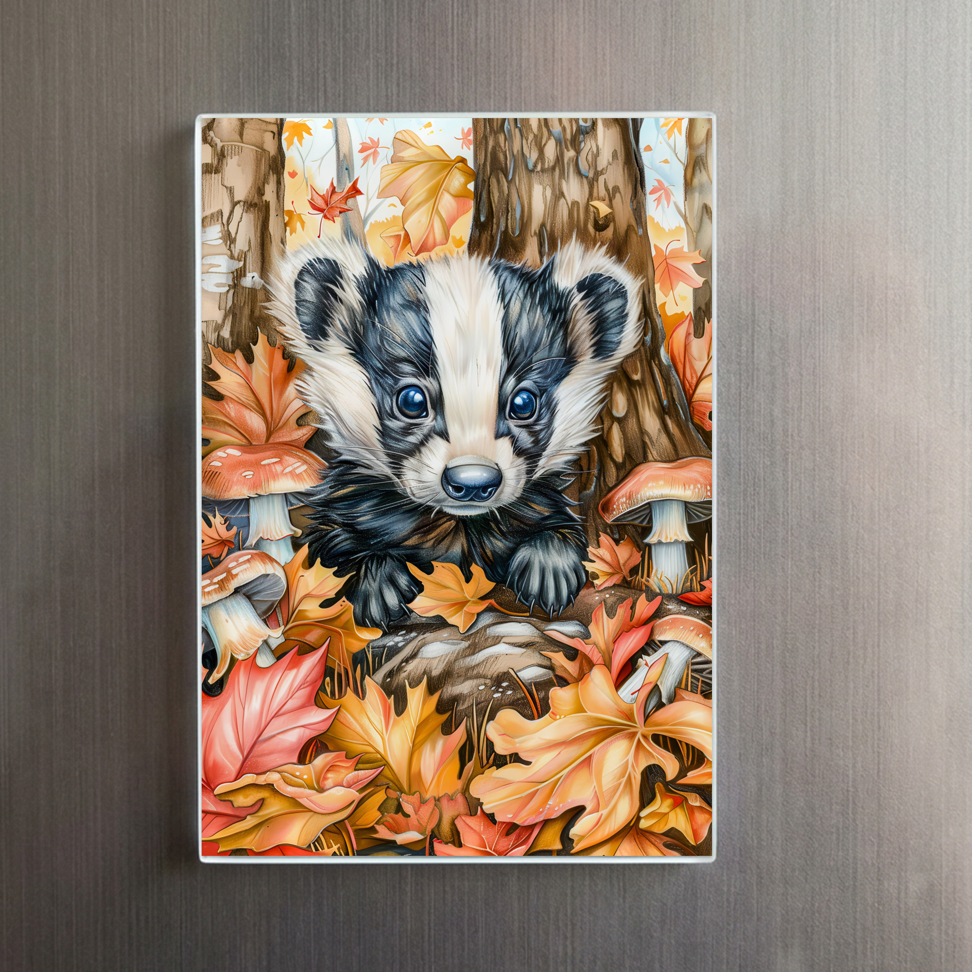 raxxa Glas-Magnet: Little Badger in Autumn Leaves - Imagen 2