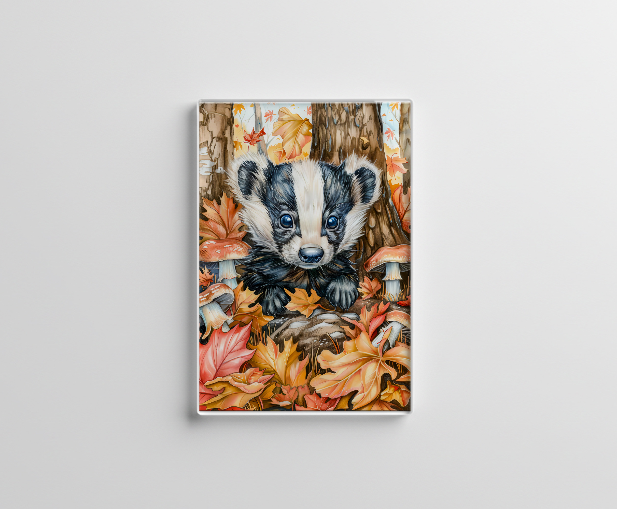 raxxa Glas-Magnet: Little Badger in Autumn Leaves