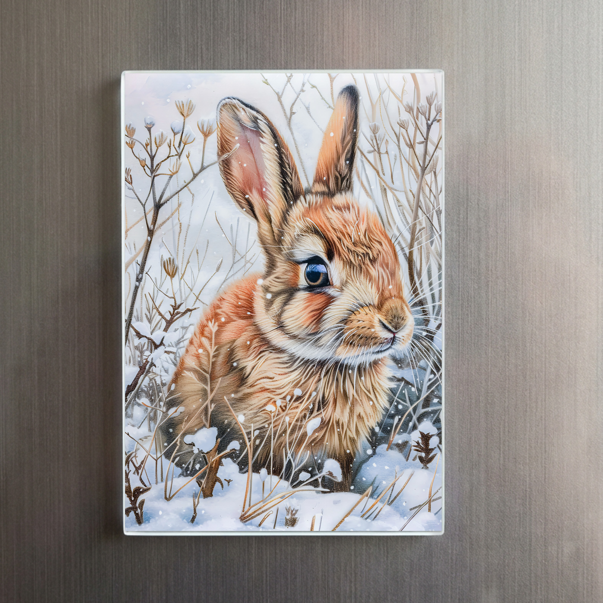 raxxa Glas-Magnet: Little Hare in Snowy Field – Image 2